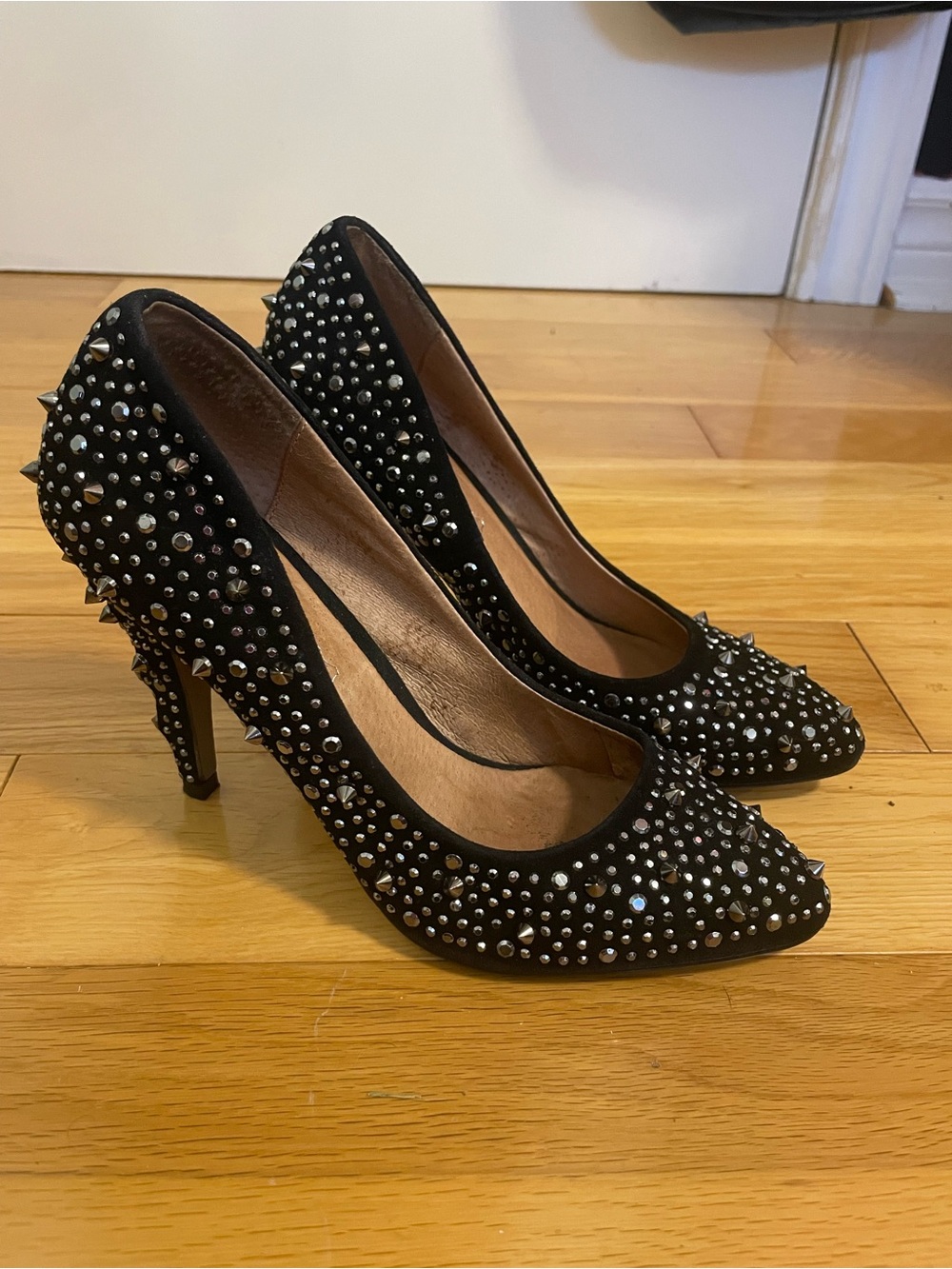 Black Spike Studded Heels